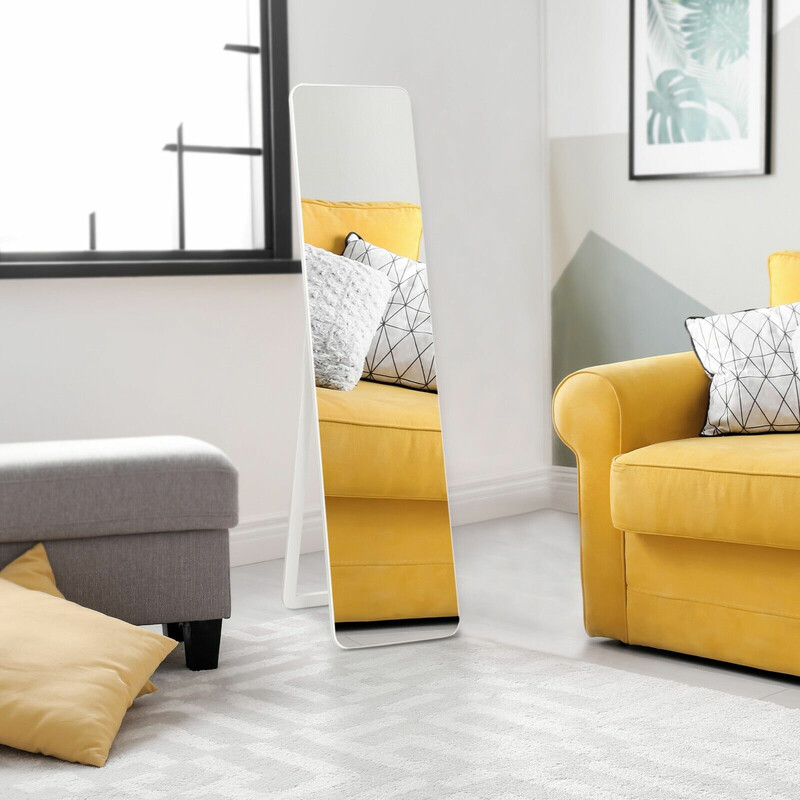 2 i 1 helkroppsspegel fristående och väggmonterad vit