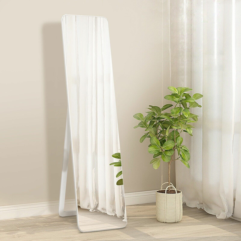 2 i 1 helkroppsspegel fristående och väggmonterad vit