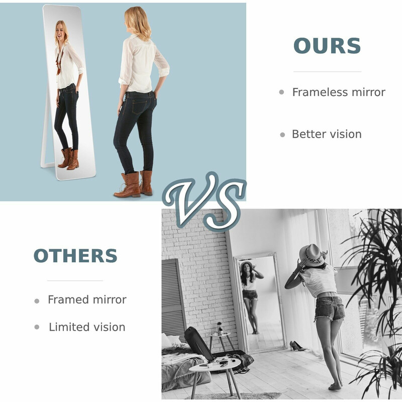 2 i 1 helkroppsspegel fristående och väggmonterad vit