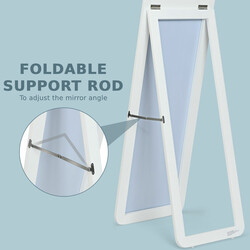 2 i 1 helkroppsspegel fristående och väggmonterad vit