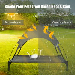 Hundbädd med tak för trädgård, grå, 105x87x89 cm