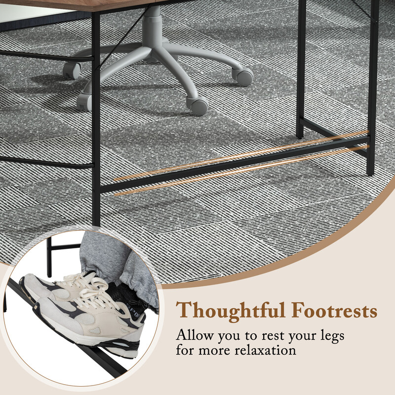 L-format skrivbord med hyllor för hemmakontor och studier