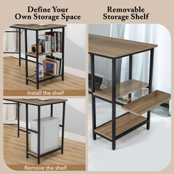 L-format skrivbord med hyllor för hemmakontor och studier