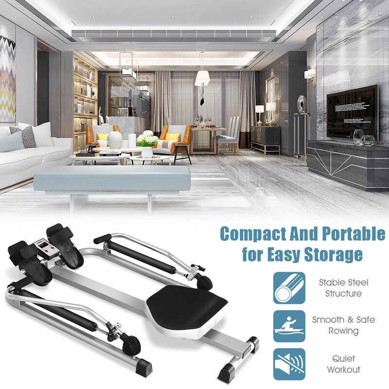 Hydraulisk roddmaskin med LCD-display för effektiv helkroppsträning