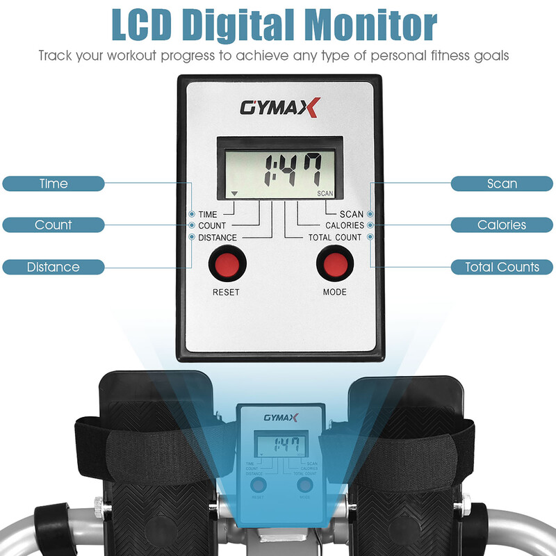 Hydraulisk roddmaskin med LCD-display för effektiv helkroppsträning