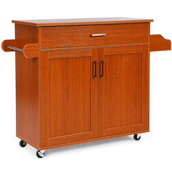 Köksvagn med handdukshållare och kryddhylla brun 116x40x85 cm