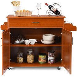 Köksvagn med handdukshållare och kryddhylla brun 116x40x85 cm