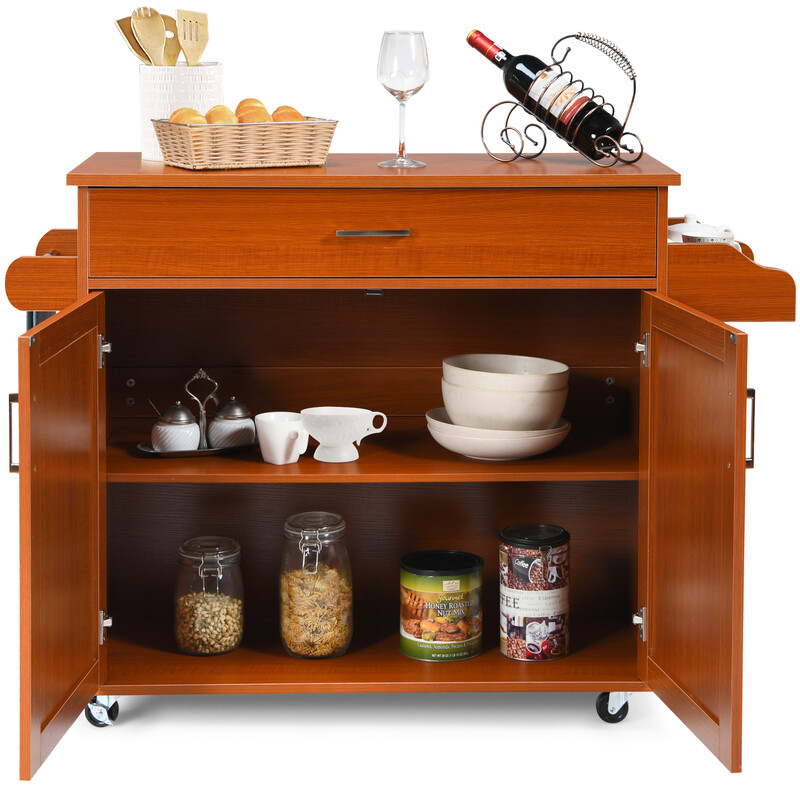 Köksvagn med handdukshållare och kryddhylla brun 116x40x85 cm