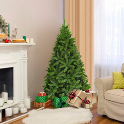 150 cm konstgjord julgran med metallstativ grön