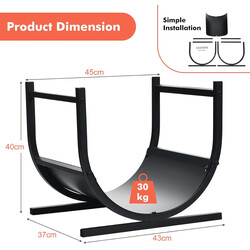 U-formad vedställning i stål med stabil bas svart