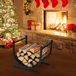 U-formad vedställning i stål med stabil bas svart