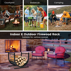 U-formad vedställning i stål med stabil bas svart