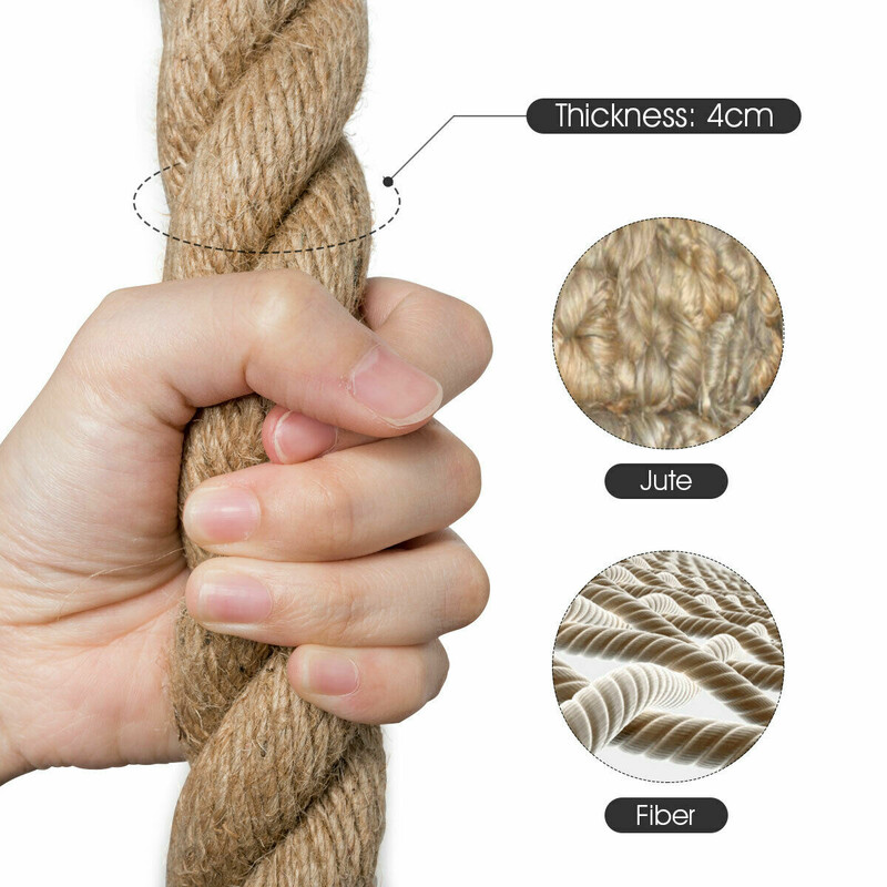 Gymklätterrep med gummigrepp i jute, 4,5 m, gul