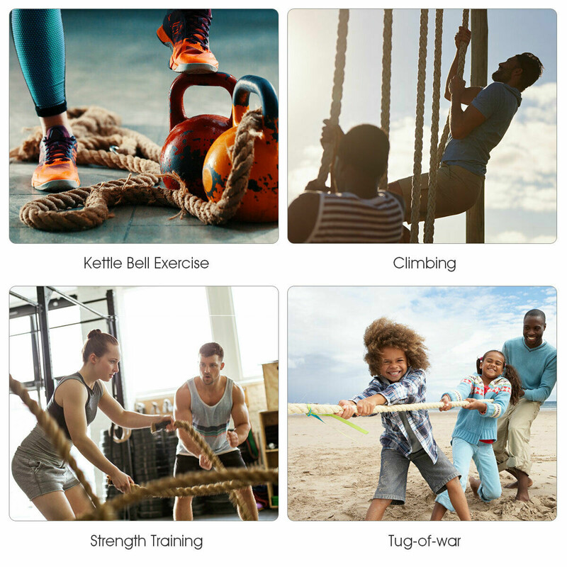 Gym klätterrep med gummigrepp i jute, gul, 4,5 m