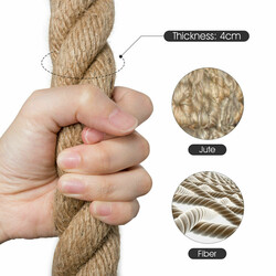 Gym klätterrep med gummigrepp i jute, gul, 4,5 m