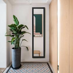 2 i 1 helkroppsspegel med svart träram 37x155 cm