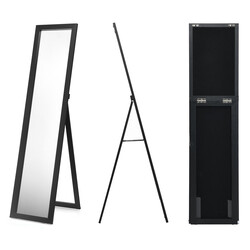 2 i 1 helkroppsspegel med svart träram 37x155 cm