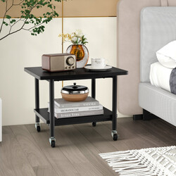 Skrivarbord med två nivåer och låsbara hjul svart