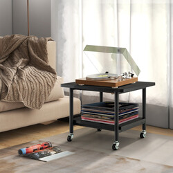 Skrivarbord med två nivåer och låsbara hjul svart