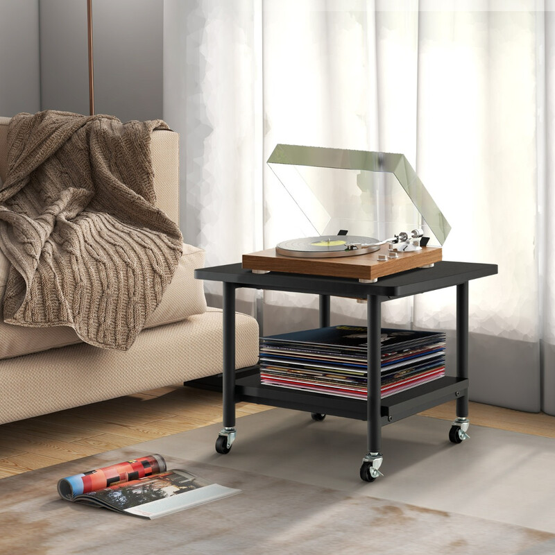 Skrivarbord med två nivåer och låsbara hjul svart