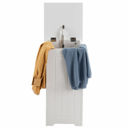 Fristående tvättskåp i trä med lock för badrum