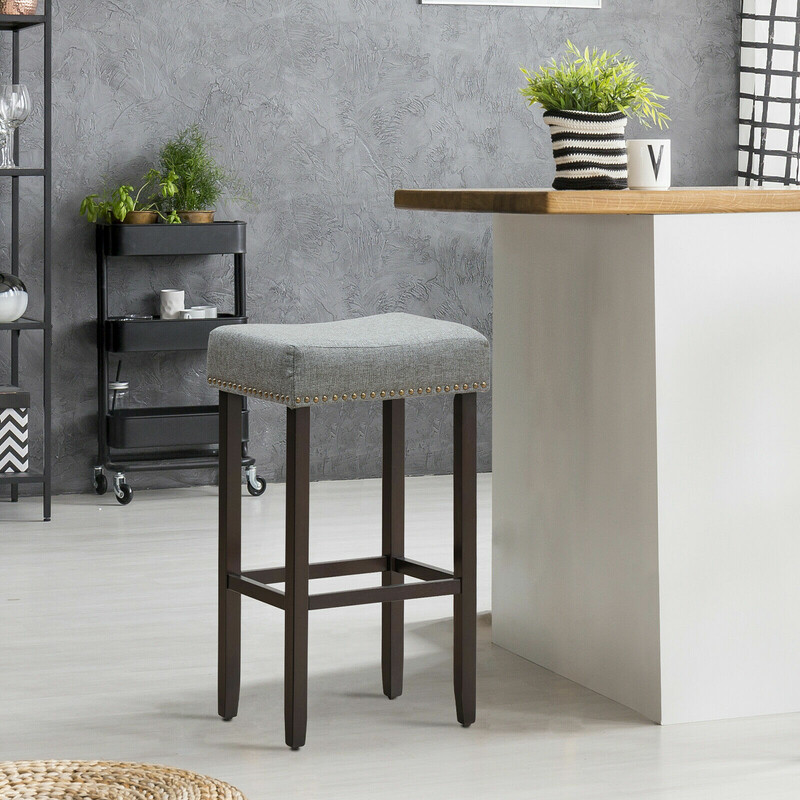 Modernt 2-pack barstolar utan ryggstöd i grått