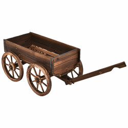 Trädgårdsvagn i trä med fyra hjul brun 120 cm