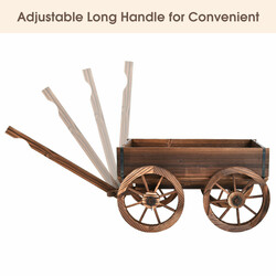 Trädgårdsvagn i trä med fyra hjul brun 120 cm