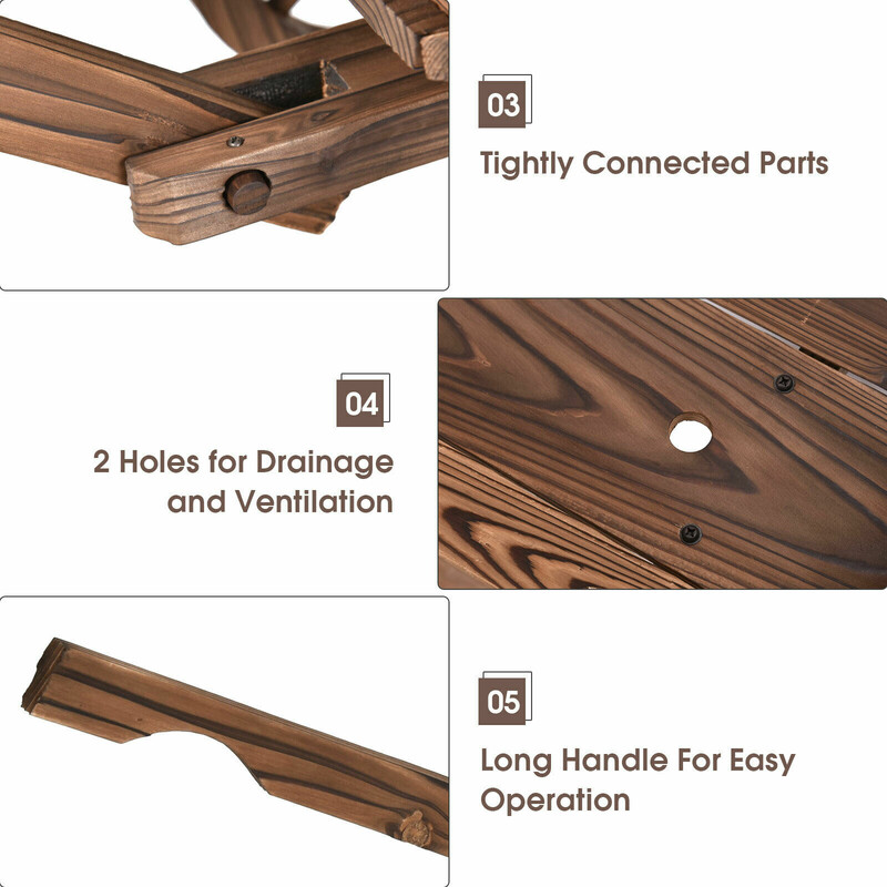 Trädgårdsvagn i trä med fyra hjul brun 120 cm