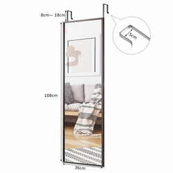 Höj- och sänkbar dörrspegel brun 36,5 x 107 cm