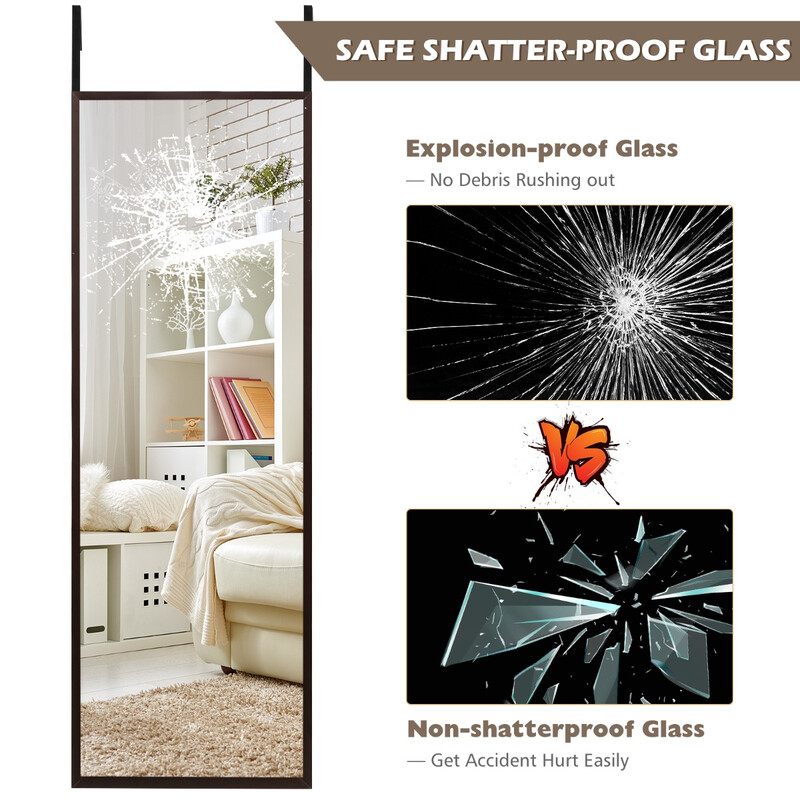 Höj- och sänkbar dörrspegel brun 36,5 x 107 cm