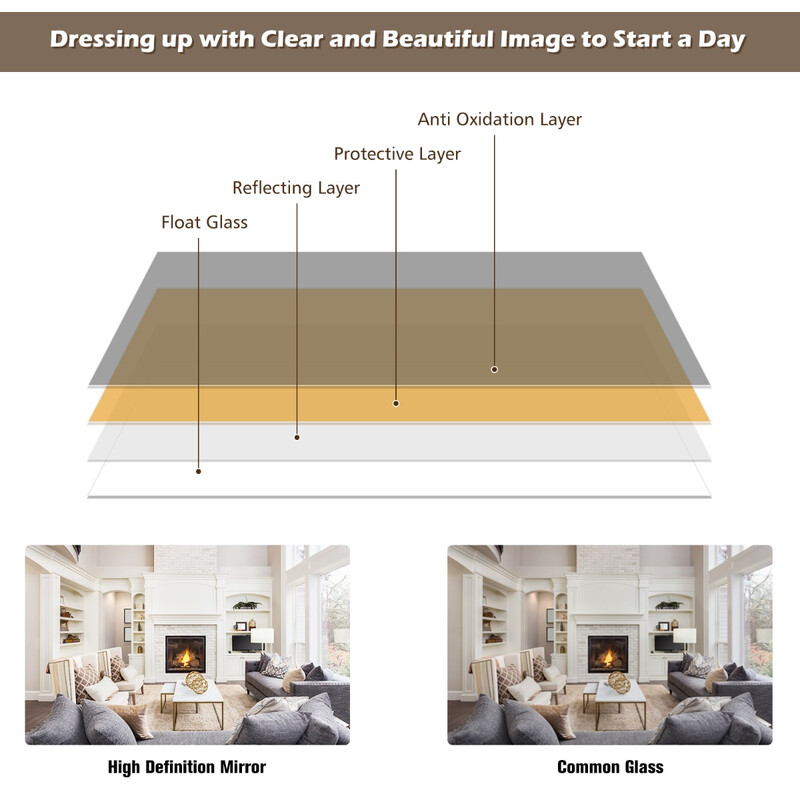 Höj- och sänkbar dörrspegel brun 36,5 x 107 cm