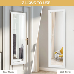 Höj- och sänkbar helkroppsspegel med vit MDF-ram