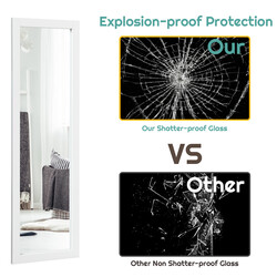 Höj- och sänkbar helkroppsspegel med vit MDF-ram