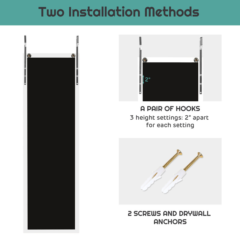 Höj- och sänkbar helkroppsspegel med vit MDF-ram