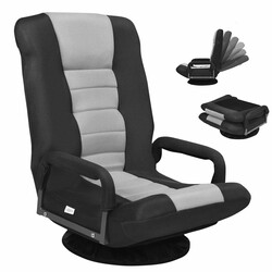 Justerbar golvstol med 6 lägen, grå och svart