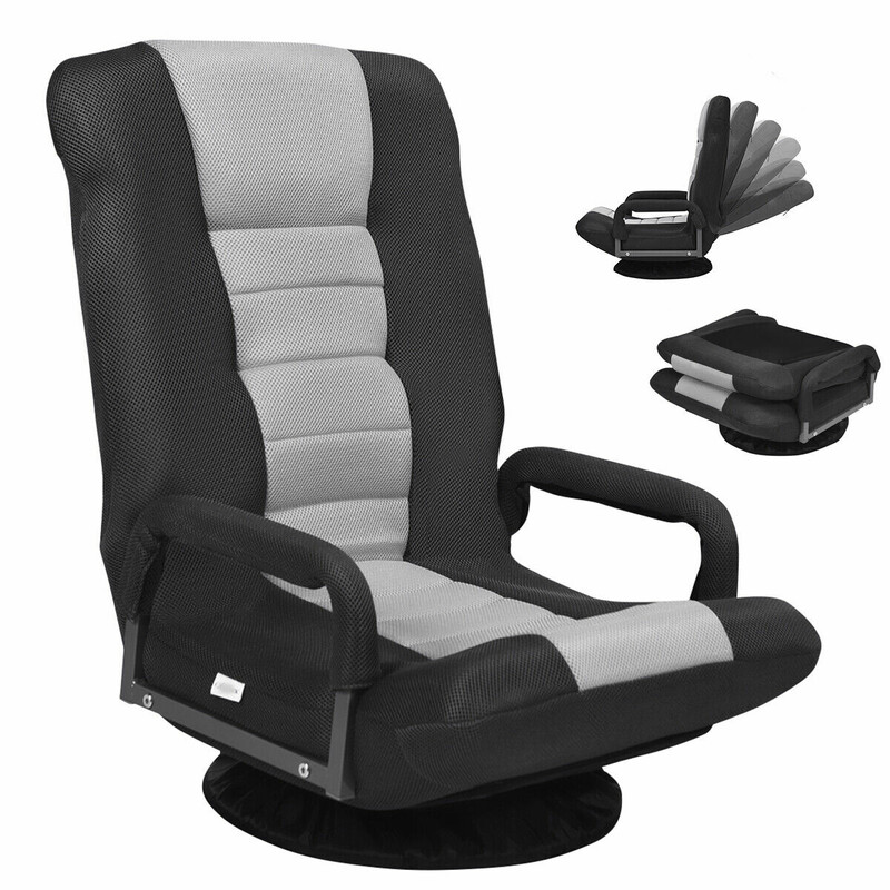 Justerbar golvstol med 6 lägen, grå och svart