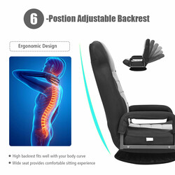 Justerbar golvstol med 6 lägen, grå och svart