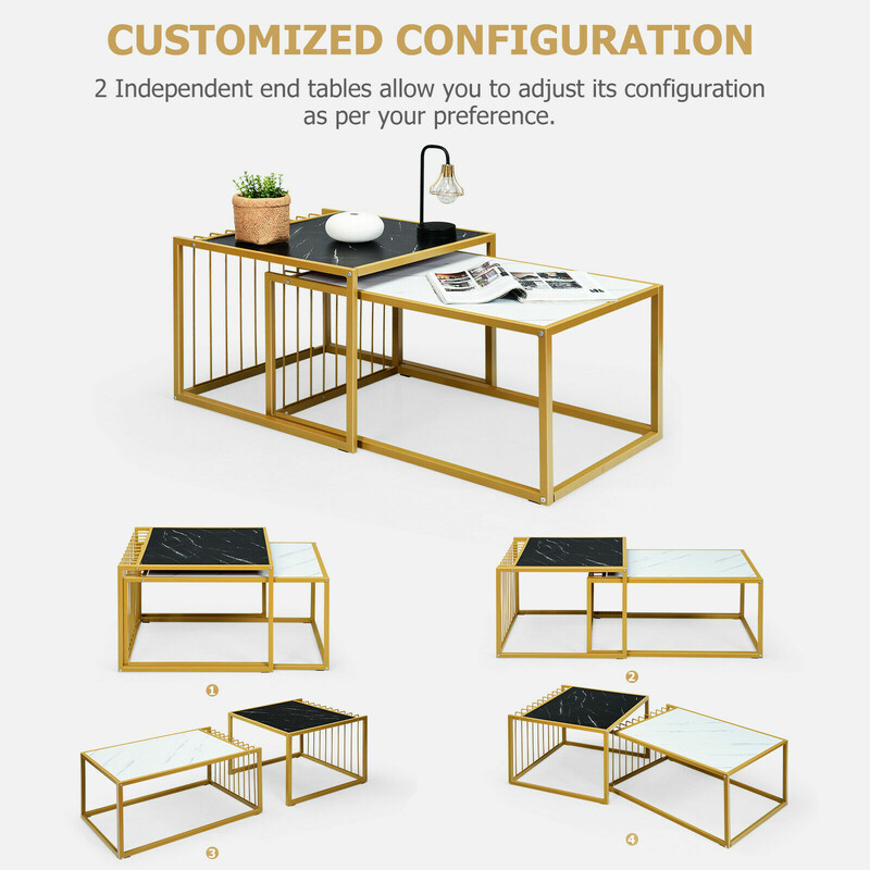 Modernt bordsset i marmorlook med stapelbar design