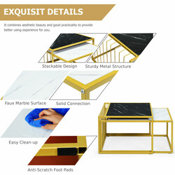 Modernt bordsset i marmorlook med stapelbar design