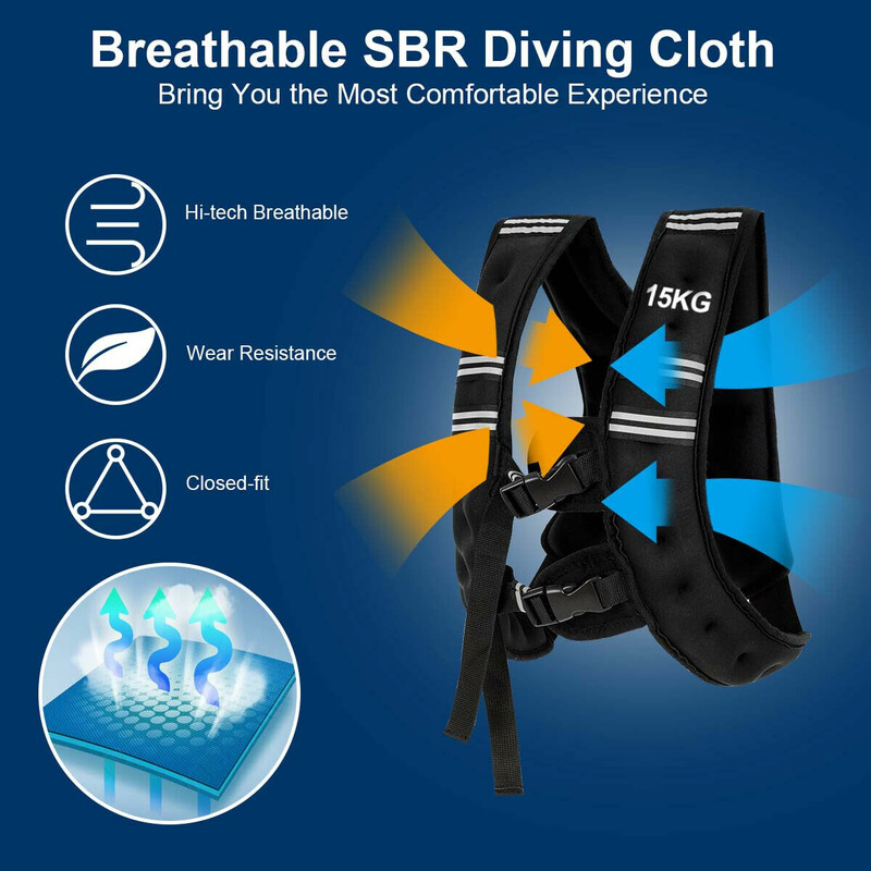 15 kg viktväst med reflexband och justerbara remmar