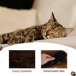 Väggmonterad klätterställning för katter med träbädd och bro brun