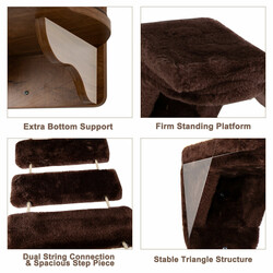 Väggmonterad klätterställning för katter med träbädd och bro brun