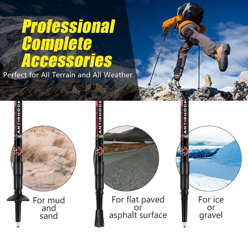 Justerbara vandringsstavar 2-pack 66-137 cm svart aluminium