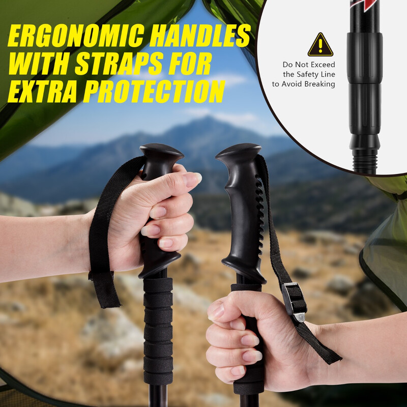 Justerbara vandringsstavar 2-pack 66-137 cm svart aluminium