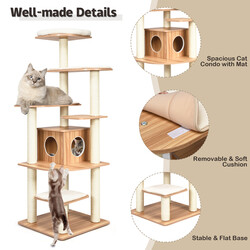 Kattklätterträd 175 cm med klöspelare och krypin