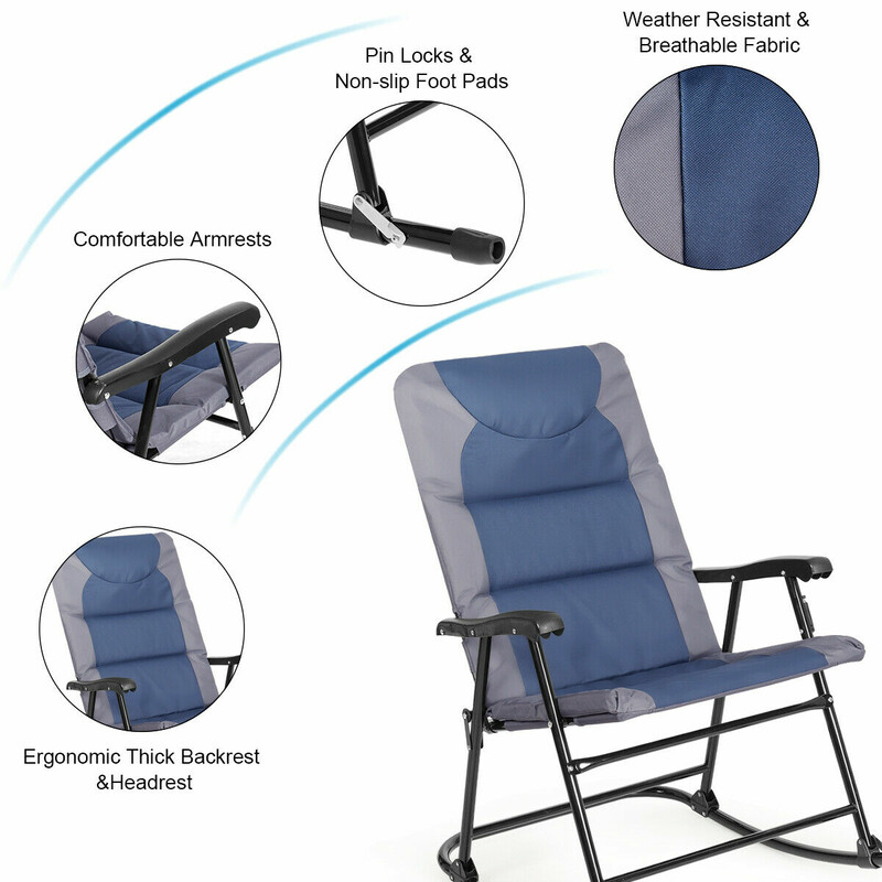 Hopfällbart bistroset i tre delar för utomhusbruk blå/grå