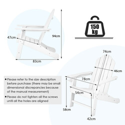 Adirondackstol vit med mugghållare för utomhusbruk