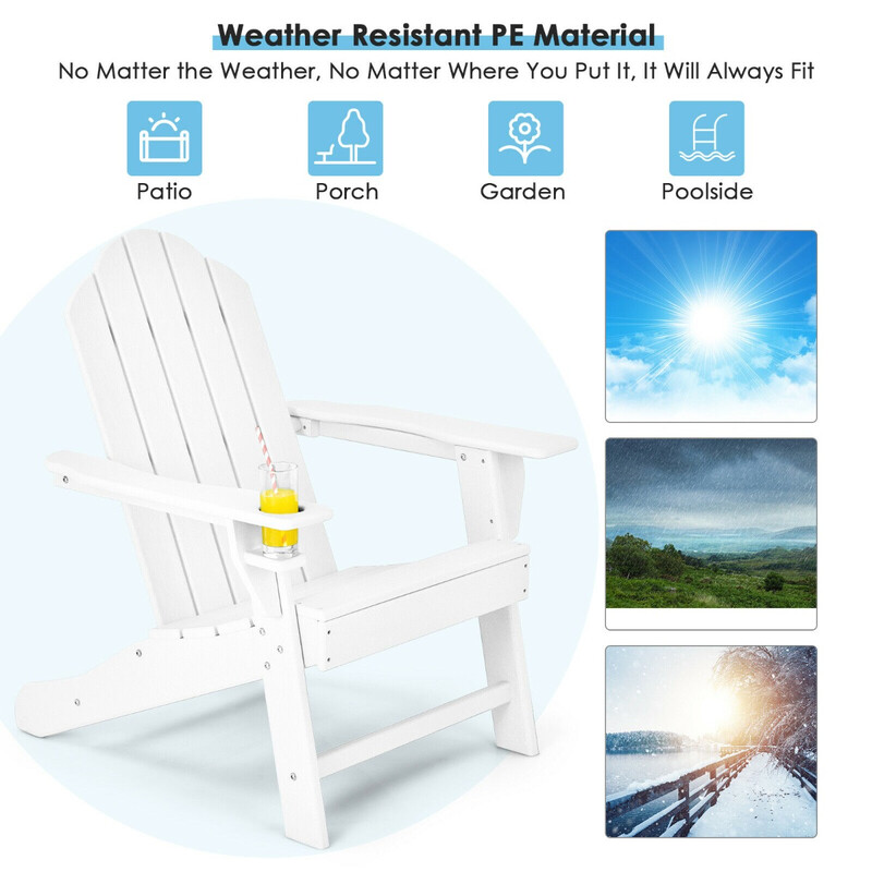 Adirondackstol vit med mugghållare för utomhusbruk
