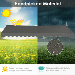 Grå teleskopmarkis med UV-skydd och justerbar höjd